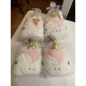 (4) Unicorn Infant Hooded Towel Gift Sets Wash Cloths Baby Shower Girls‎